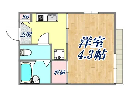 阪急今津線 仁川駅 徒歩6分 2階建 築41年(1K/2階)の間取り写真