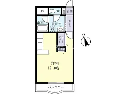 カルチベータ(ワンルーム/3階)の間取り写真