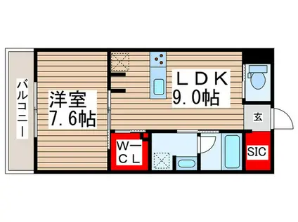 アートレジデンスインおおたかの森(1LDK/1階)の間取り写真