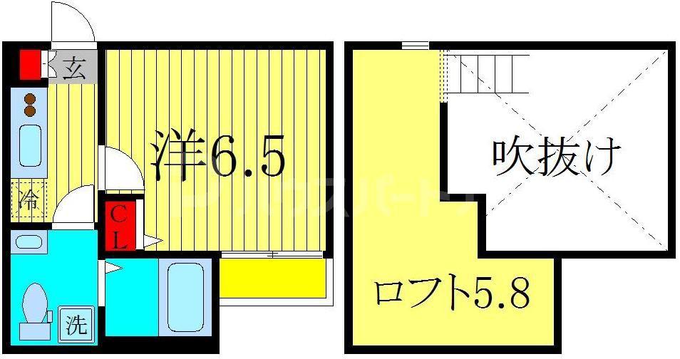 パークサイド南柏(1K/2階)の間取り写真