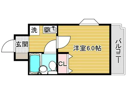ワコーレ・プラティーク神戸深江駅前(1K/6階)の間取り写真