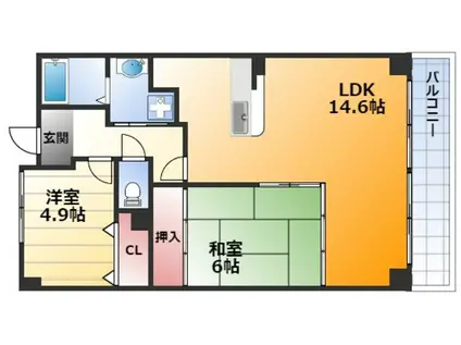 プルメリア東三国ウエスト(2LDK/8階)の間取り写真