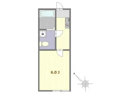 グランザ中央林間(1K/1階)の間取り写真