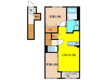 サクラII(2LDK/2階)の間取り写真