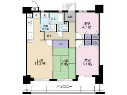 グリーンコーポ野田阪神II(3LDK/8階)の間取り写真