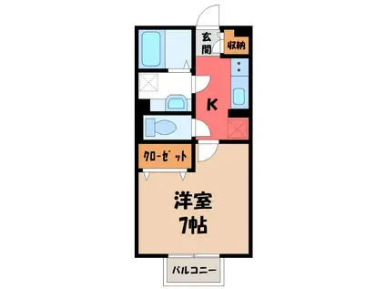 カーサHAKODA(1K/1階)の間取り写真