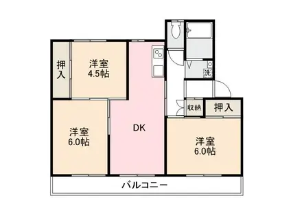 ヴィラナリー志度3号棟(3DK/1階)の間取り写真