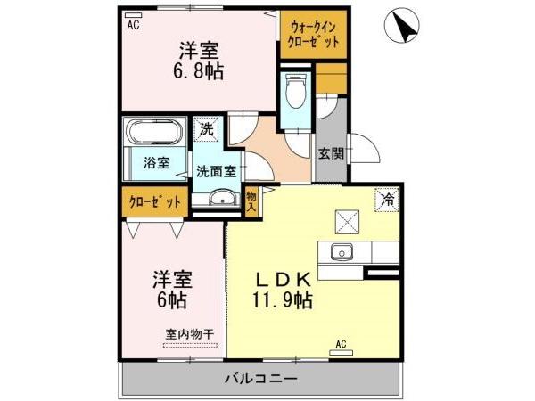 オッツ池田(2LDK/1階)の間取り写真
