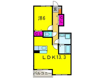 ベルソレイユ(1LDK/1階)の間取り写真