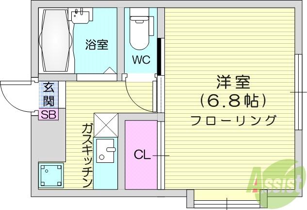 KRヴィラ(1K/1階)の間取り写真