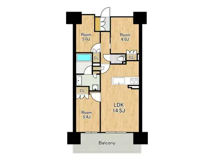プラネスーペリア梅田北ブライトコンフォート(3LDK/11階)の間取り写真