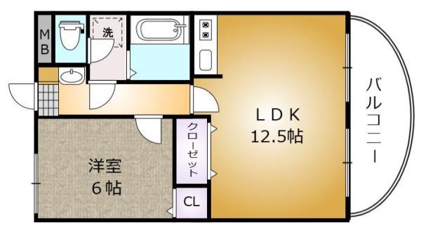 ライオンズマンションサンフラワー(1LDK/6階)の間取り写真