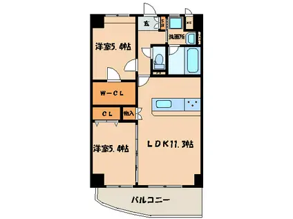 愛暮利伊フォーチュン北湊I(2LDK/2階)の間取り写真