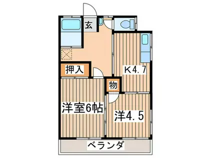 中島荘(2K/2階)の間取り写真