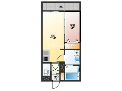 トレス天満A(1DK/1階)の間取り写真