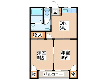 コーポY2(2DK/1階)の間取り写真
