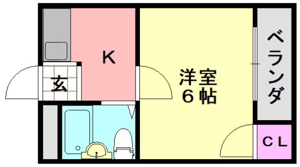 プラザアビコ(1K/1階)の間取り写真