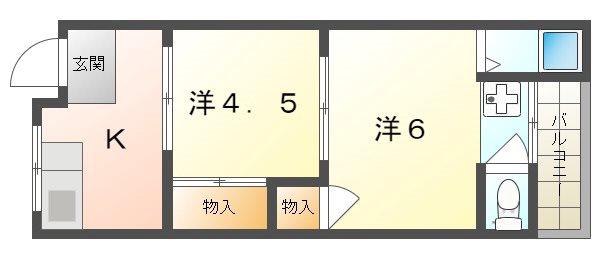 マンションハピネス(2K/2階)の間取り写真
