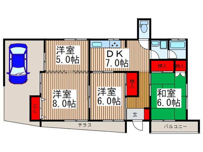 光映ハイツ(4DK/1階)の間取り写真