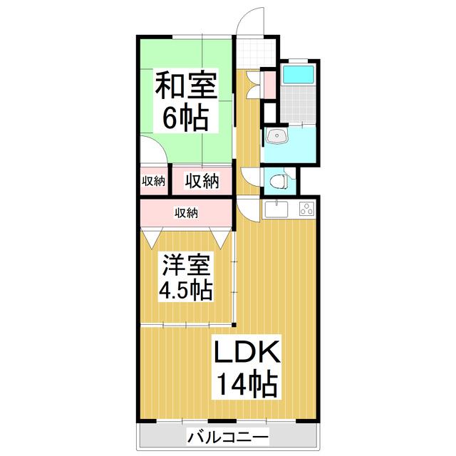 岡田ハイム(2LDK/1階)の間取り写真