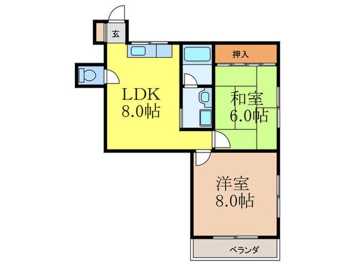 リーベンハイツ(2LDK/2階)の間取り写真