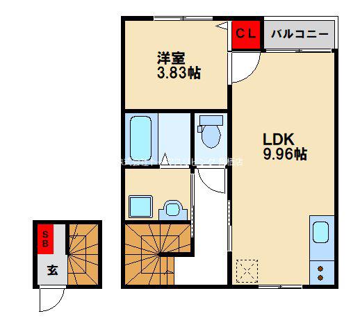 アールエル鳥栖(1LDK/2階)の間取り写真