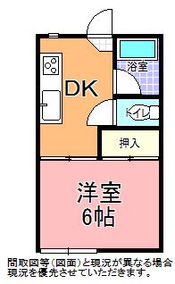 ハイツグリーンヴィレッジ A棟(1DK/1階)の間取り写真