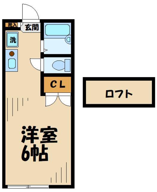 KビレッジⅡ(ワンルーム/1階)の間取り写真