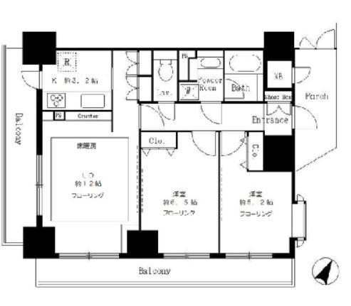 サンクレール荒川ブランガーデン(2LDK/8階)の間取り写真