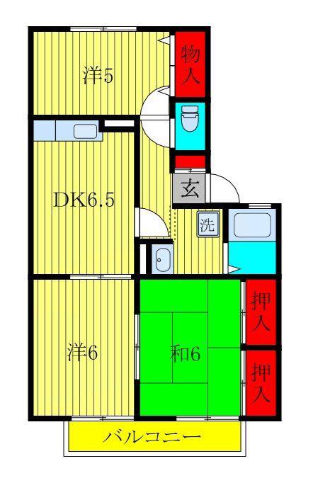 ラフィネF(3DK/1階)の間取り写真