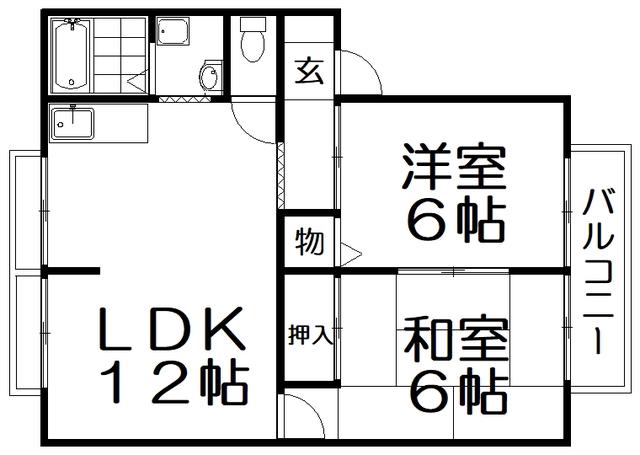 ハイツグリーンキャッスル(2LDK/1階)の間取り写真