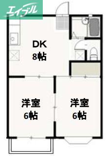 コーポシオン(2DK/2階)の間取り写真