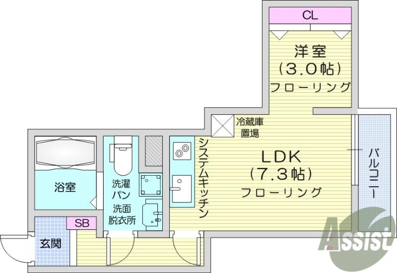 メリディアン多賀城新田(1LDK/2階)の間取り写真