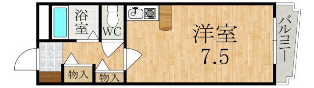 ハイツ寛(ワンルーム/3階)の間取り写真