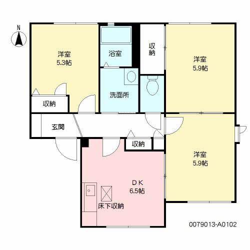 ディアス A棟(3DK/1階)の間取り写真