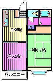 メゾンプルミエール(2DK/2階)の間取り写真