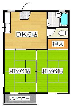 タウニー二日市(2DK/2階)の間取り写真