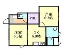 アンソレイユ II A(2DK/1階)の間取り写真