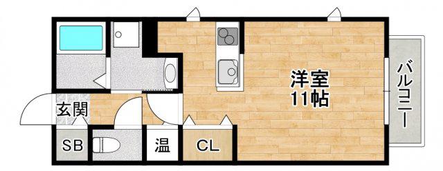 ペアムールB棟(1K/2階)の間取り写真