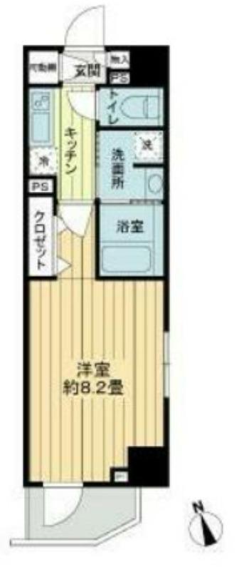 フレシア中目黒(1K/3階)の間取り写真