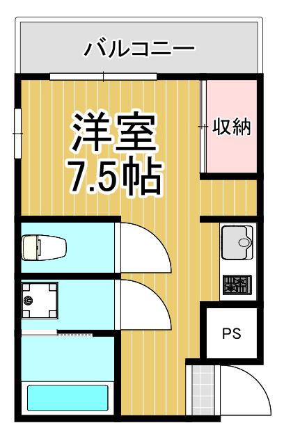 サニーハイツ(ワンルーム/4階)の間取り写真