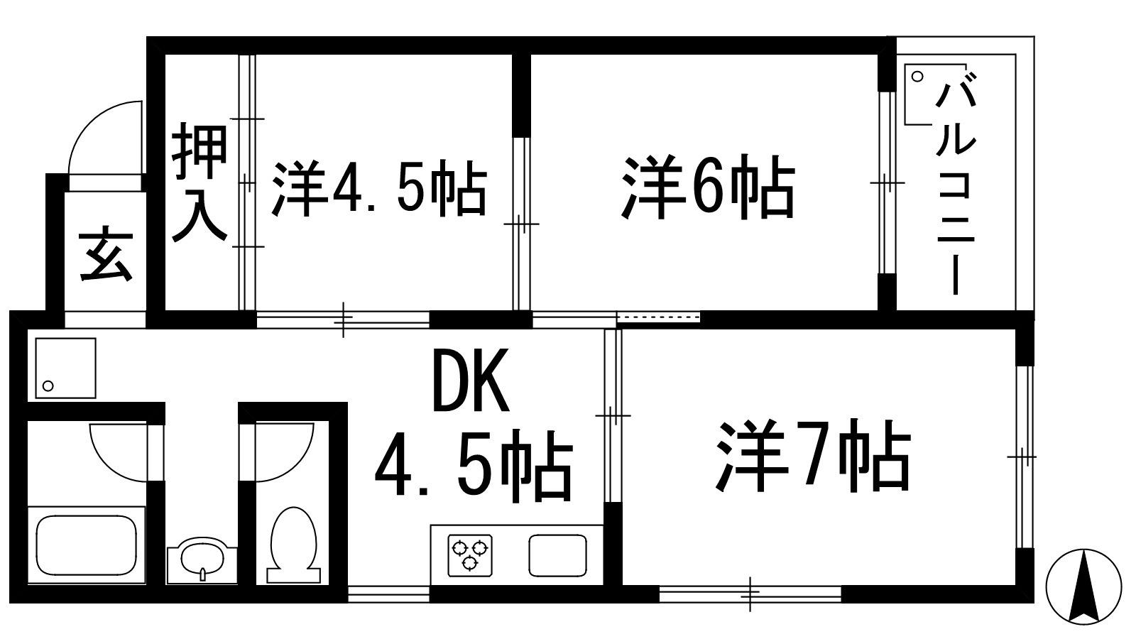 シャンボール滝川(3DK/2階)の間取り写真