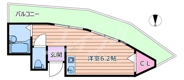 アルビヨン千里丘(ワンルーム/3階)の間取り写真