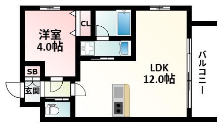 CITY SPIRE西中島(1LDK/6階)の間取り写真