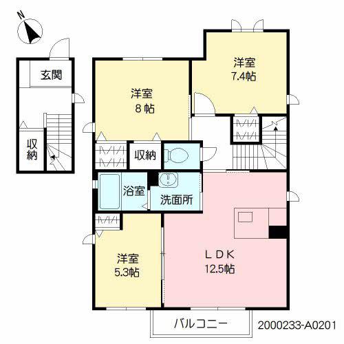 クラヴィエ3 (3LDK/2階)の間取り写真