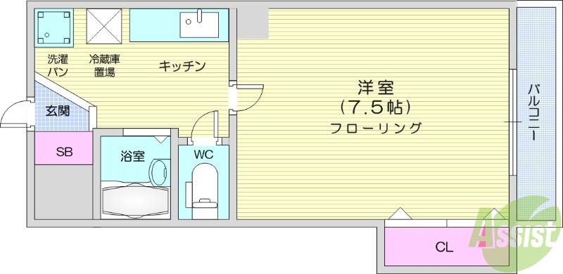 マインホーム(1K/1階)の間取り写真