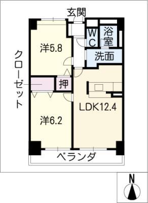 PARK COURT V(2LDK/6階)の間取り写真