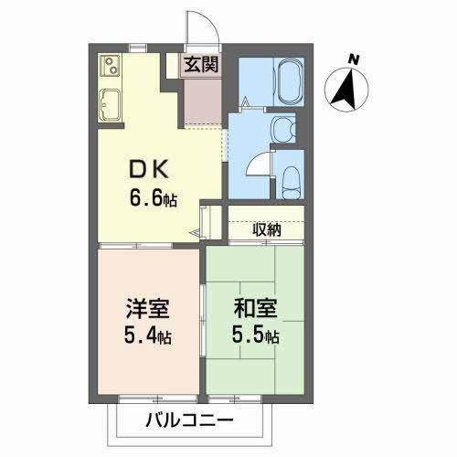 ジョイランド桧町(2DK/1階)の間取り写真