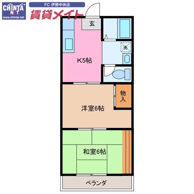 林ハイツ(2DK/2階)の間取り写真