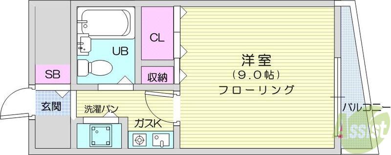 エスパシオ支倉(1K/5階)の間取り写真